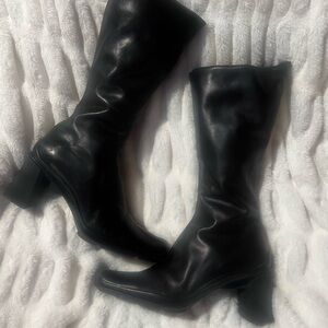 Prada Elegant Black Stacked Heeled Boots US 9.5 EU 40 1/2